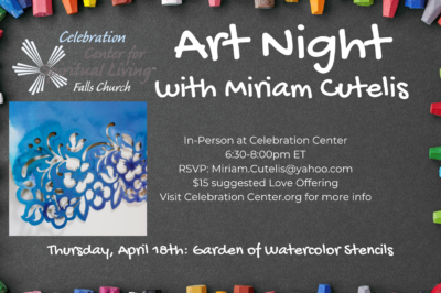 Art Night event poster featuring colorful paint splatters and event details.
