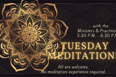 Elegant Tuesday meditation event invitation with gold mandala design.