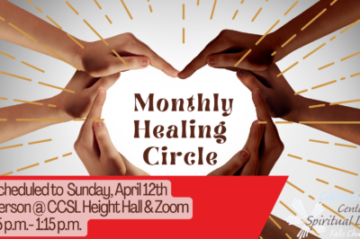 Hands forming a heart shape for Monthly Healing Circle event.