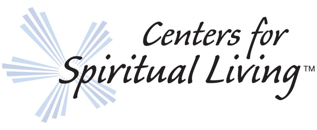Logo of Center for Spiritual Living with a blue abstract design.