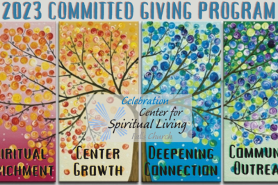 Artistic poster showing a tree with colorful leaves symbolizing growth and connection.