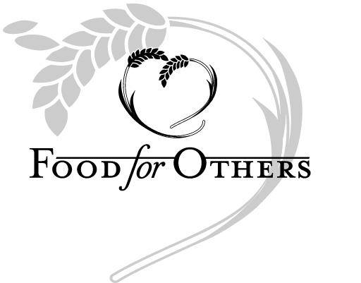 Logo featuring a heart, wheat, and the text Food for Others.