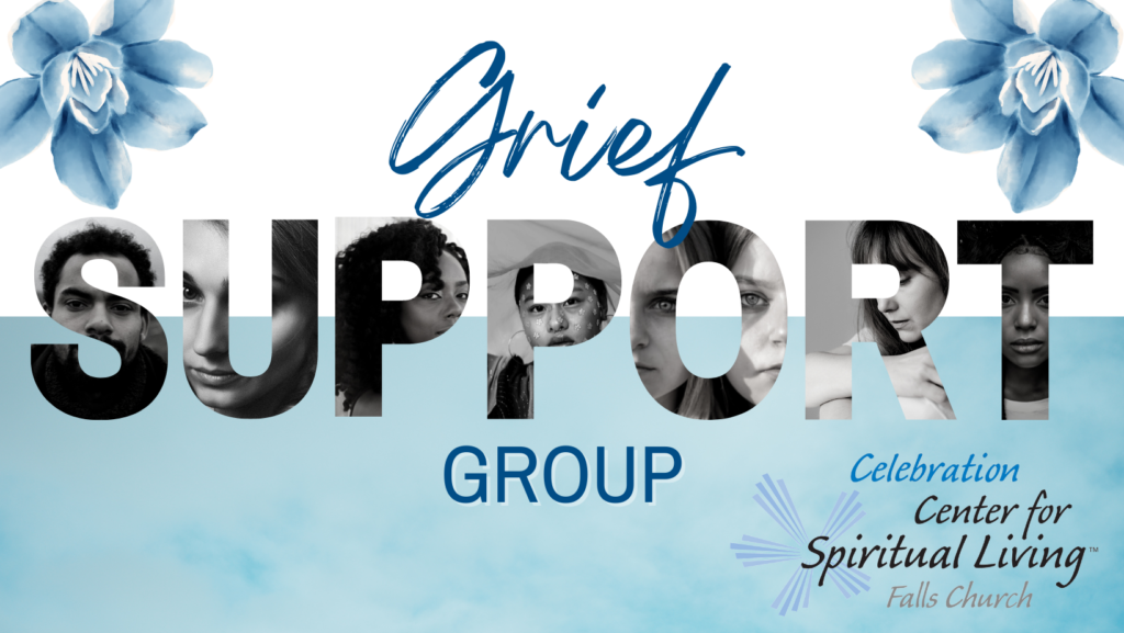 Logo with 'Grief Support Group' text and a background of a hand holding another hand.