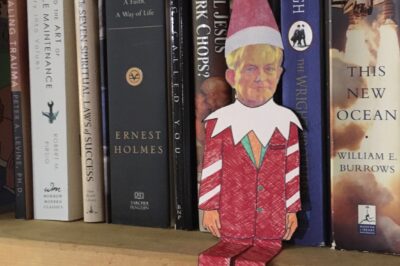 paper doll with elf and books