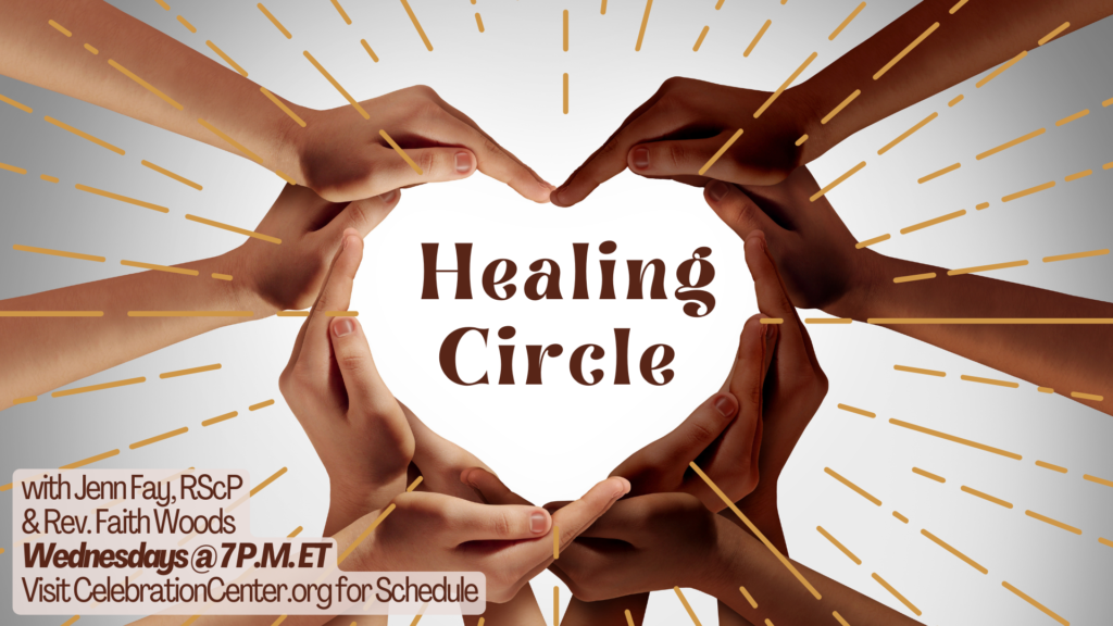 Hands forming a circle around 'Healing Circle' text.