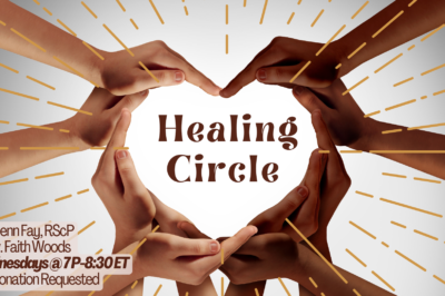 Hands forming a heart shape around the text 'Healing Circle'.