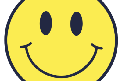 Yellow smiley face on black background.