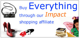 Banner promoting shopping affiliate with books and pen visuals.